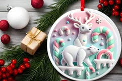 Round Christmas Ornament Sublimation|Clipart Product Image 1