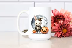 Washed Watercolor Bunny on a Moon PNG Product Image 2