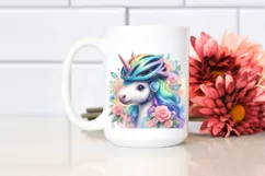 Colorful Baby Unicorn with Cyclist's Helmet, Transparent PNG Product Image 2
