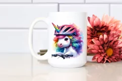 colorful Baby Unicorn with Cyclist's Helmet Product Image 2