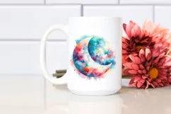 Colorful Pastel Moon Watercolor Vibrant | Clipart Product Image 2