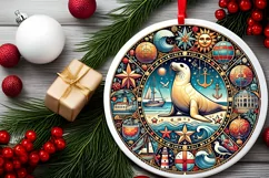Round Christmas Ornament Sublimation|Clipart Product Image 1