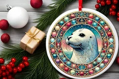 Round Christmas Ornament Sublimation|Clipart Product Image 1