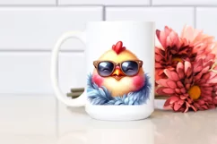 Funny Cute Chicken with Sunglasses Sticker Clipart Product Image 2