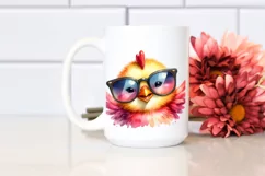 Funny Cute Chicken with Sunglasses Sticker Clipart Product Image 2