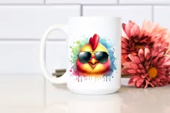 Funny Cute Chicken with Sunglasses Sticker Clipart Product Image 2