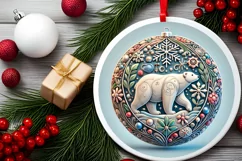 Round Christmas Ornament Sublimation|Clipart Product Image 1