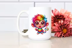 Colorful Baby Monkey Cartoon | Sublimation Clipart Product Image 2