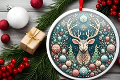 Round Christmas Ornament Sublimation|Clipart Product Image 2