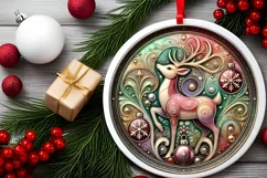 Round Christmas Ornament Sublimation|Clipart Product Image 2