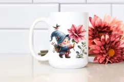 Cute Gnome with Azalea | Watercolor Clipart Product Image 2