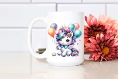 Cute Baby Unicorn with Cool Haircut | Watercolor Clipart Product Image 2
