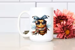 Funny Cute Bee in Silk Scarf Sunglasses Clipart Product Image 2
