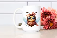 Funny Cute Bee in Silk Scarf Sunglasses Clipart Product Image 2