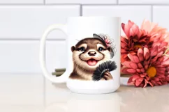 Funny Cute Otter Portrait Sticker Clipart Product Image 2