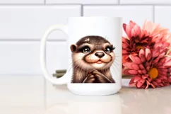 Vintage Otter Diva Look | Watercolor Clipart Product Image 2