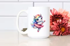 Baby Unicorn Posing as Dancer | Watercolor Clipart Product Image 2