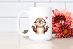 Smiling Otter Love Sign | Watercolor Clipart Product Image 2