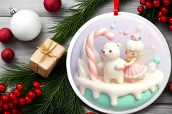 Round Christmas Ornament Sublimation|Clipart Product Image 1