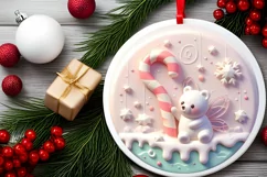 Round Christmas Ornament Sublimation|Clipart Product Image 1