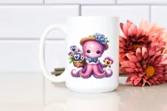 Detailed Watercolor Whimsical Cute Baby Octopus | Product Image 2