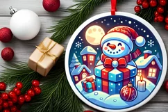 Round Christmas Ornament Sublimation|Clipart Product Image 2