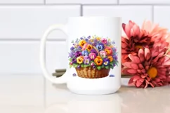 Vibrant Watercolor Basket Pansy | Clipart Product Image 2