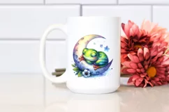 Colorful Cute Baby Frog Sleeping Moon Clipart Product Image 2