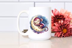 Watercolor Wimsical Monkey Sleeping Moon | Sublimation Product Image 2