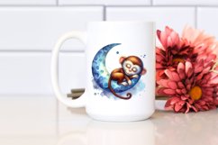 Watercolor Wimsical Monkey Sleeping Moon | Sublimation Product Image 2
