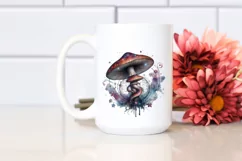Mystical Celestial Mushroom Watercolor Splash PNG Product Image 2