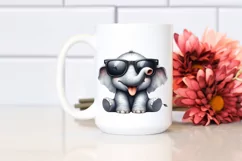Elephant Sunglasses Tongue Out | Watercolor Clipart Product Image 2