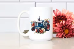 Vintage Tractor Flowers USA Flag | Sublimation Clipart Product Image 2