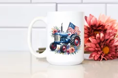 Vintage Tractor Flowers USA Flag | Sublimation Clipart Product Image 2