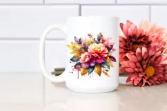 Vibrant Bouquet with Camellia and Gold Foil | Clipart Product Image 2