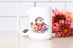 Colorful Cute Baby Otter Flower | Clipart Product Image 2