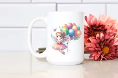 Colorful Cute Fairy Floating with Balloons | Sublimation | Product Image 2