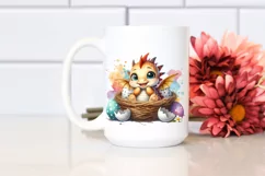 Colorful Baby Dragon in Egg Basket PNG Product Image 2