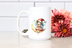 Fairy with Santa Hat and Snowflakes PNG Product Image 2