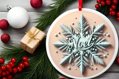 Snow Flake Christmas Round Cute Ornament Sublimation Product Image 1