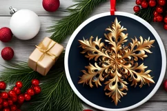 Snow Flake Christmas Round Cute Ornament Sublimation Product Image 1