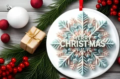 Snow Flake Christmas Round Cute Ornament Sublimation Product Image 2