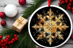 Snow Flake Christmas Round Cute Ornament Sublimation Product Image 1