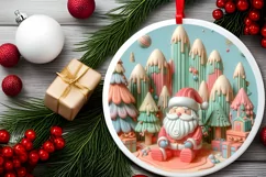 Christmas Round Cute Santa Ornament Sublimation Product Image 1