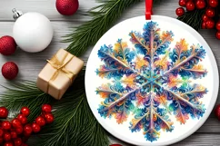Snow Flake Christmas Round Cute Ornament Sublimation Product Image 1