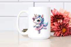 Baby Unicorn Posing as Dancer | Watercolor Clipart Product Image 2