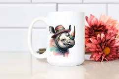 Smiling Rhino Portrait with Tongue Out | Boho Clipart Product Image 2