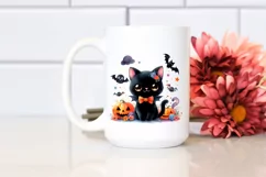 Vibrant Drawing of Cute Baby Black Cat for Halloween | Product Image 2