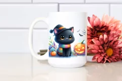 Vibrant Drawing of Cute Baby Black Cat for Halloween | Product Image 2