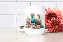Young Peacock Flowers Beach Chair | Sublimation Clipart Product Image 2